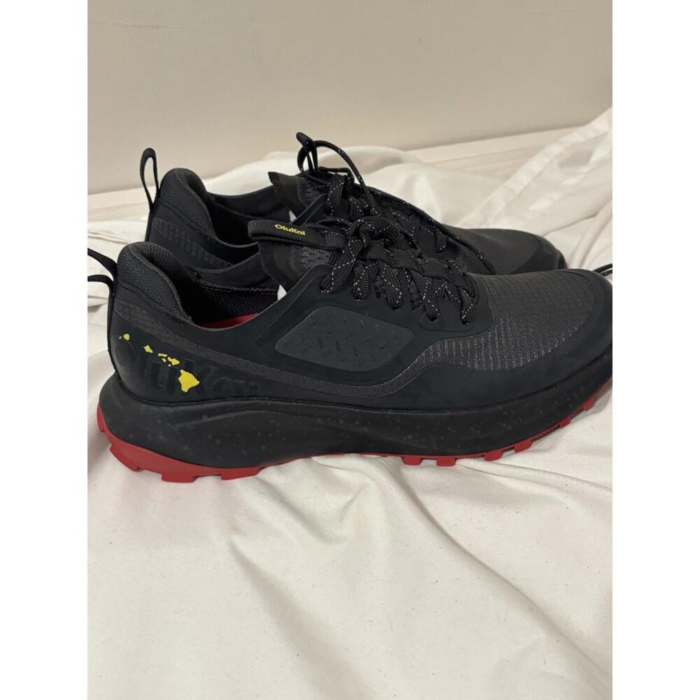 OluKai Makiki Trail Shoes Men's Size 7 Black Red Hiking Running Sneakers